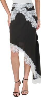 Endless Rose Asymmetric Lace Trim Skirt