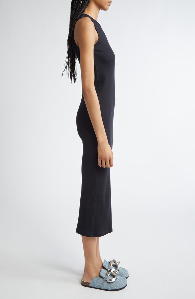 JW Anderson Anchor Logo Twist Strap Rib Tank Dress, Alternate, color, 999 Black