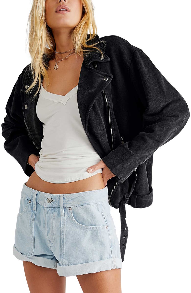 Free People Beginner's Luck Slouchy Roll Cuff Denim Shorts, Alternate, color,