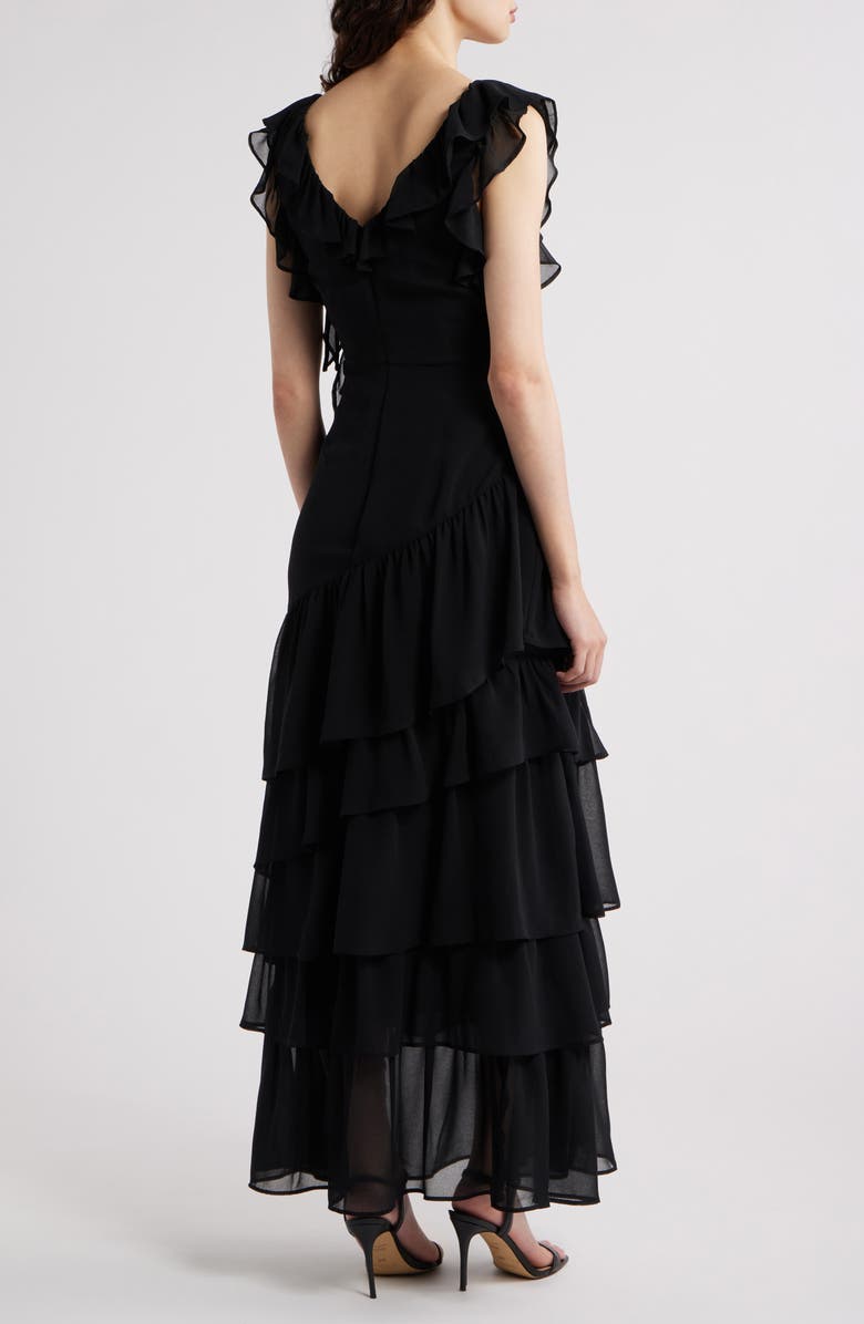 Chelsea28 Cap Sleeve Cascading Ruffle Gown, Alternate, color, 