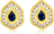 SOUZANA by Suzy Levian 14K Gold Pear-Cut Sapphire & Diamond Stud Earrings