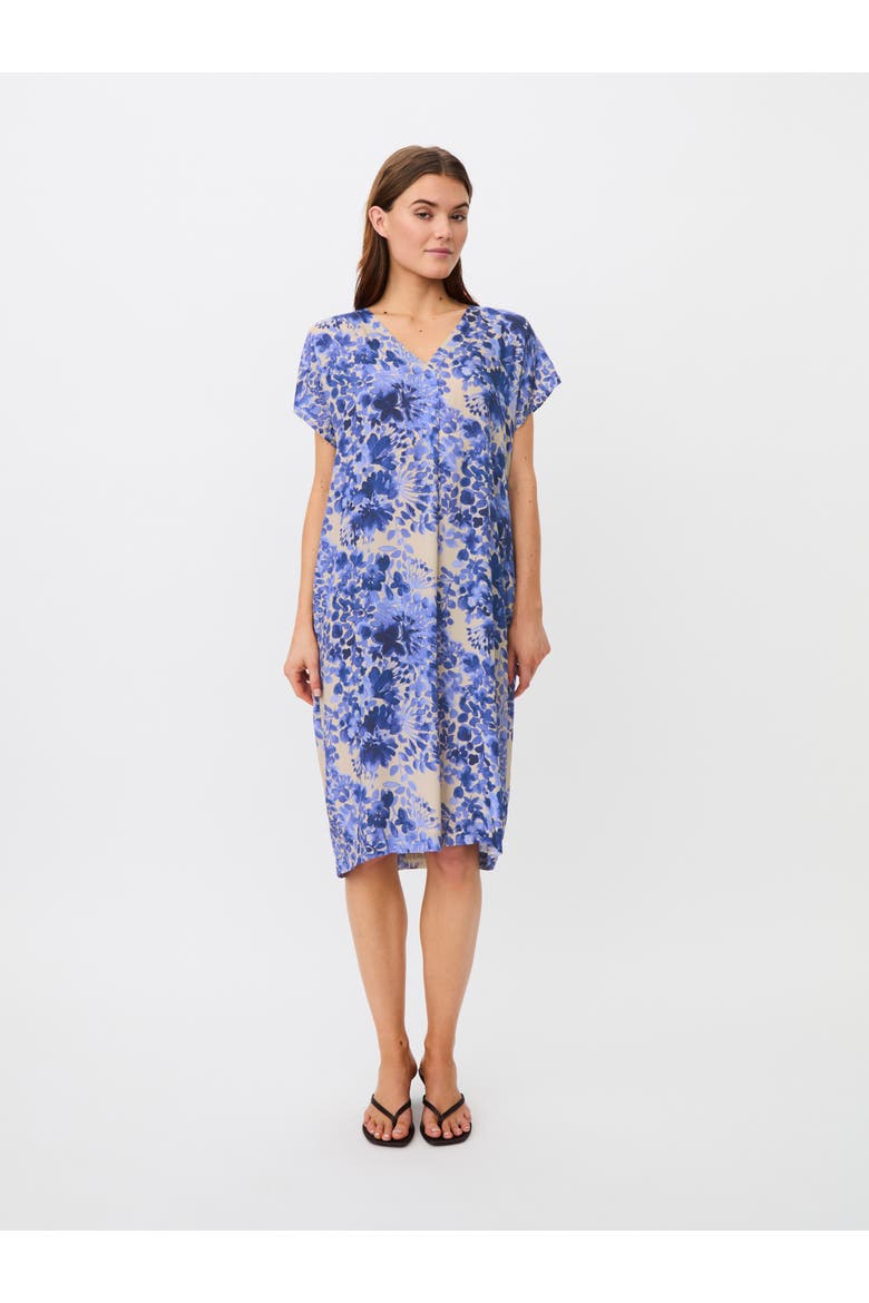 MaOdetto V-Neck Floral Midi Tunic Dress, Main, color, Medieval Blue