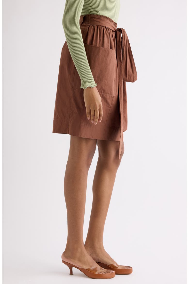 Tie Waist Cotton Poplin Skirt, Alternate, color, PLAIN BROWN