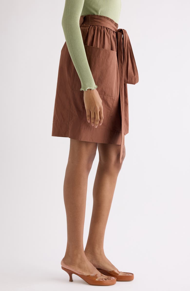 Chloé Tie Waist Cotton Poplin Skirt, Alternate, color, Plain Brown