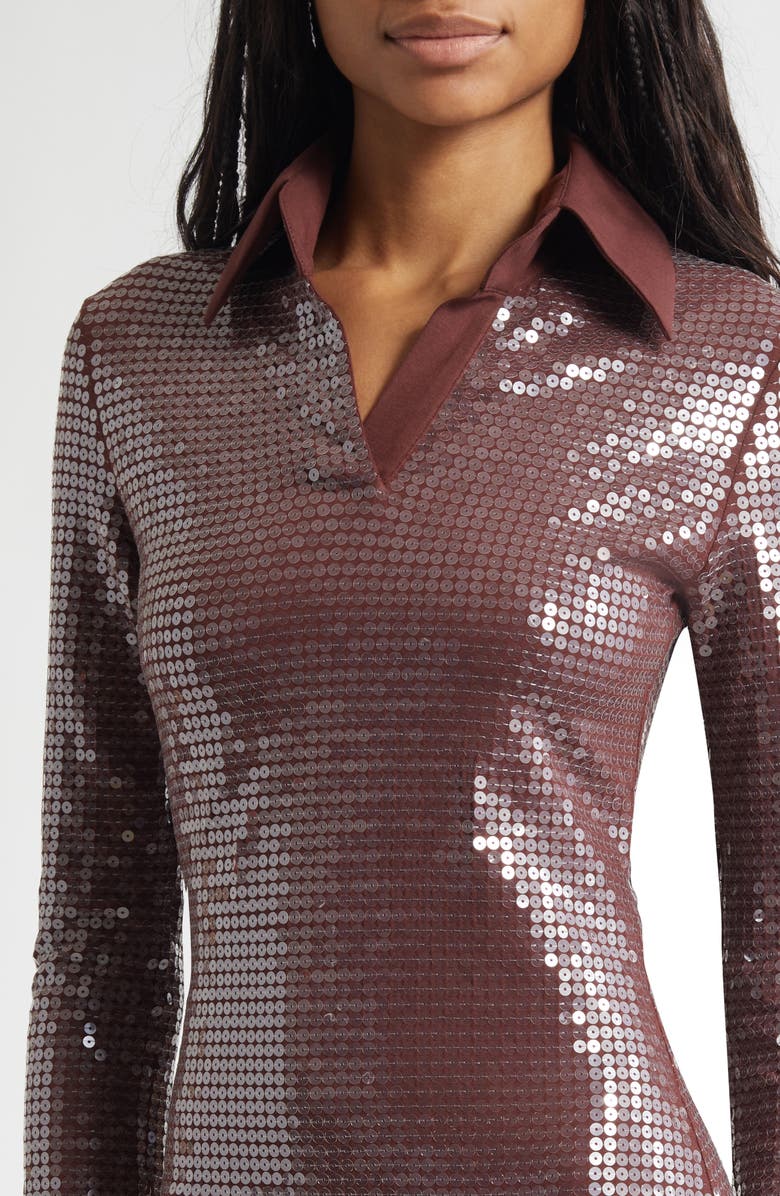 CONNER IVES Long Sleeve Sequin Jersey Dress, Alternate, color,