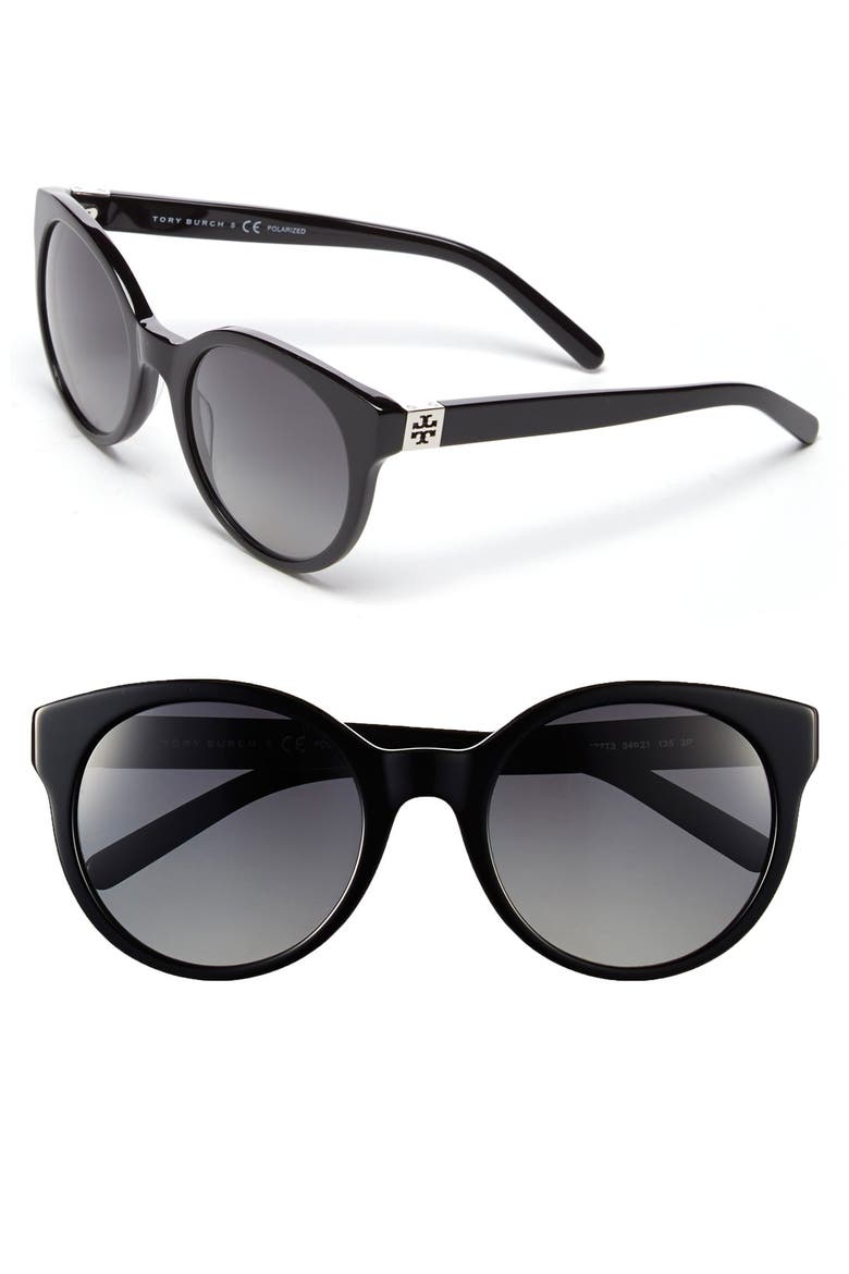 54mm Polarized Cat Eye Sunglasses (Nordstrom Exclusive), Main, color, BLACK
