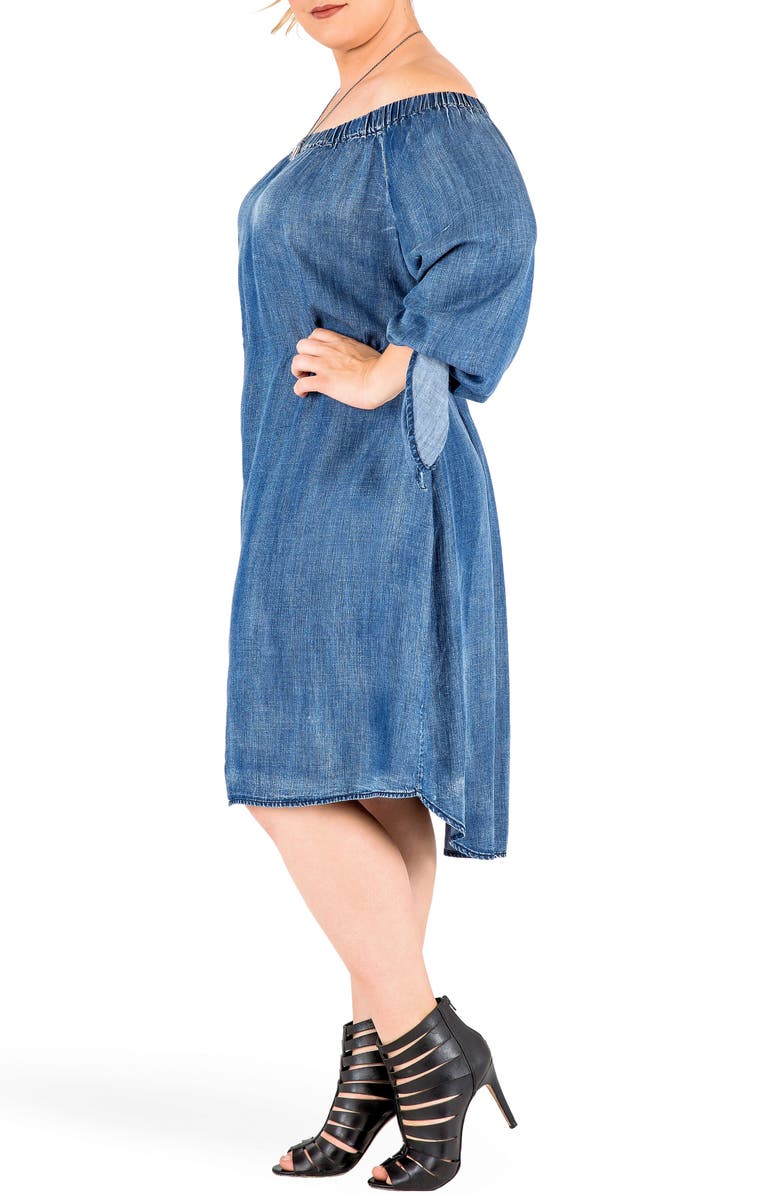 Standards & Practices Julie Off the Shoulder Denim Dress, Alternate, color,