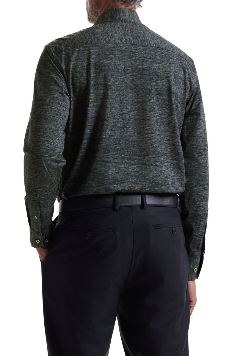 Bugatchi James OoohCotton<sup>®</sup> Space Dye Button-Up Shirt, Alternate, color, Black