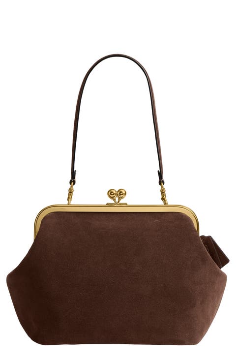 Kiss-lock Frame 27 Suede Clutch