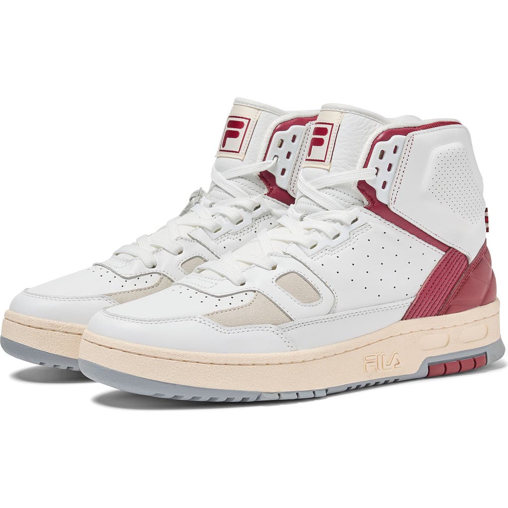 FILA Rissmo High Lux Basketball Sneaker in White/Syrah/Ultimate Gray