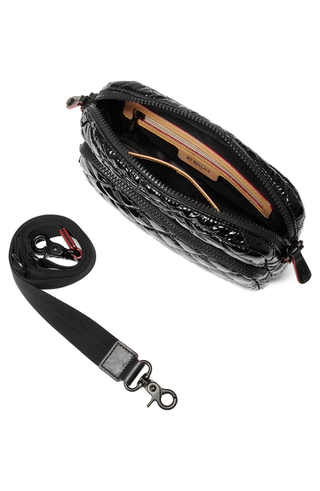 MZ Wallace Small Metro Quilted Nylon Camera Bag, Alternate, color, Black Lacquer
