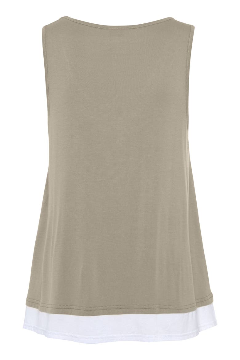 Layered Look Sleeveless Top, Alternate, color, Khaki & White