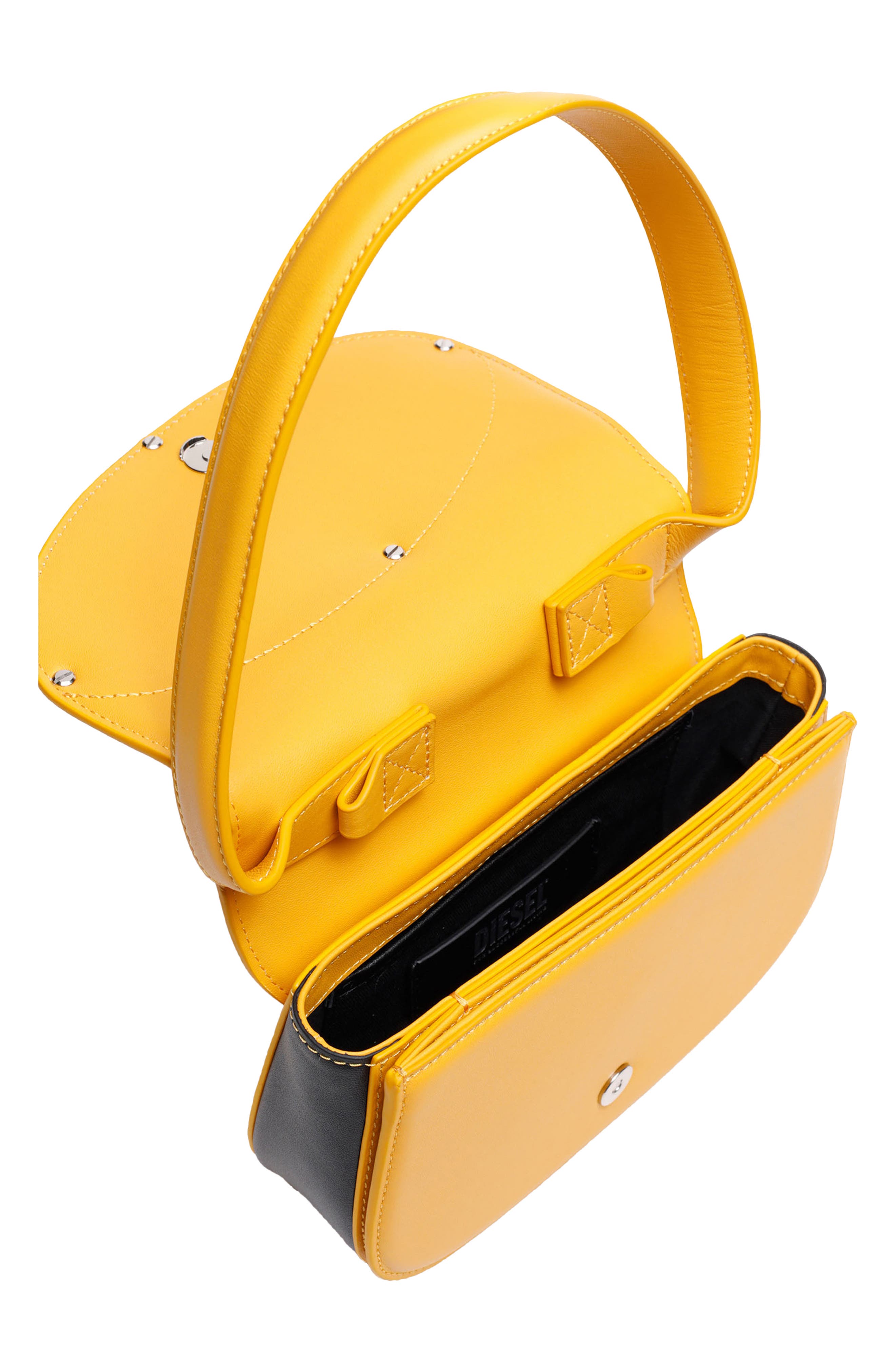 1DR Logo Leather Shoulder Bag, Alternate, color, GOLDEN/ YELLOW