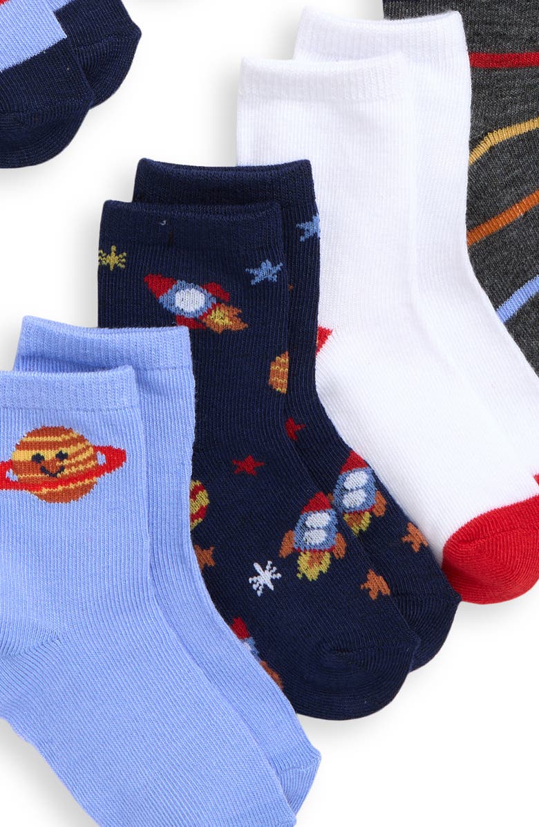 Capelli New York Kids' Space Crews Assorted 10-Pack Crew Socks, Alternate, color, Blue Multi Combo