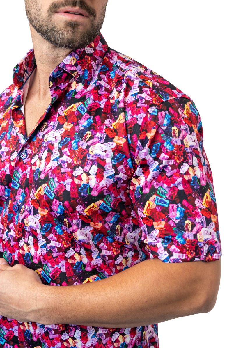 Maceoo Galileo Gummies Short Sleeve Egyptian Cotton Button-Up Shirt, Alternate, color, 