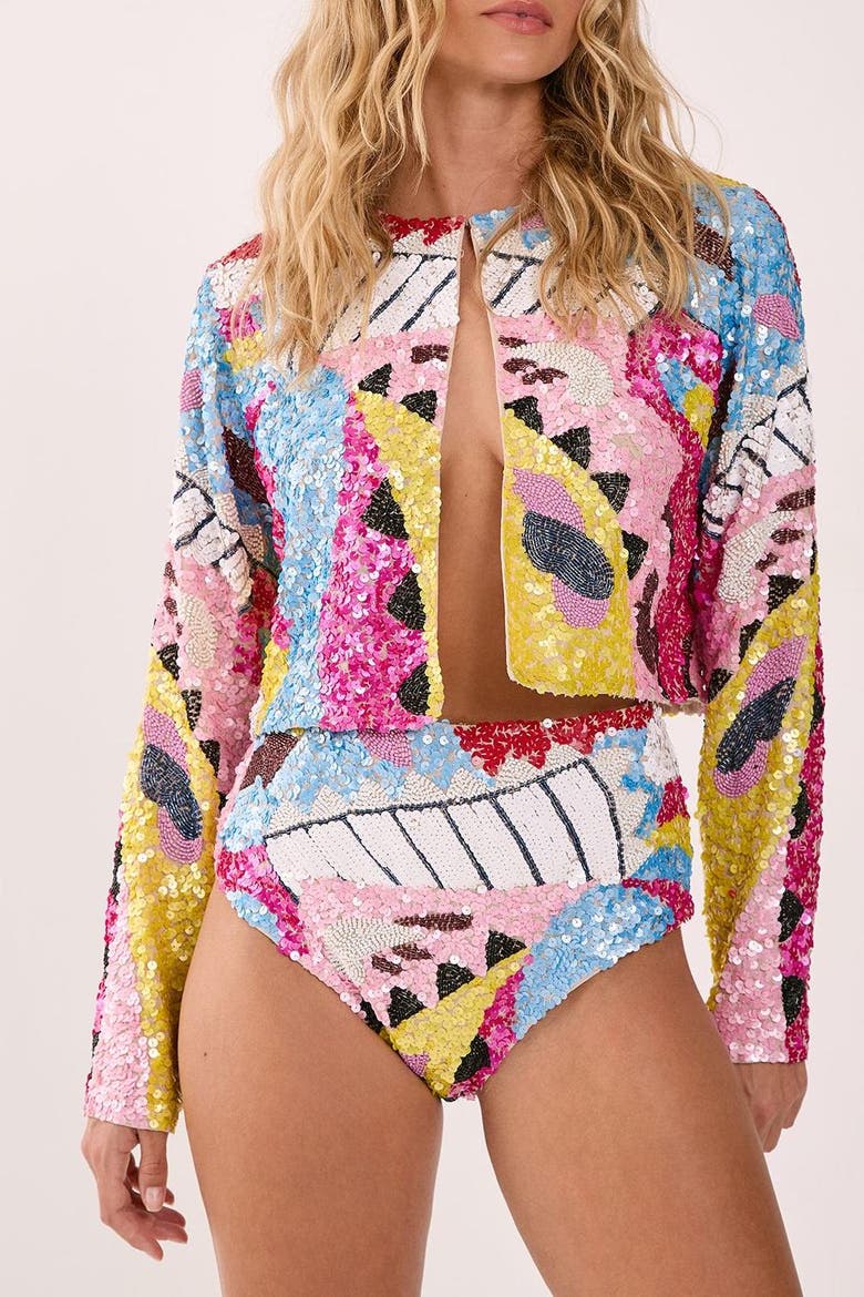 Abstract Placement Embellished Jacket, Alternate, color, Multi