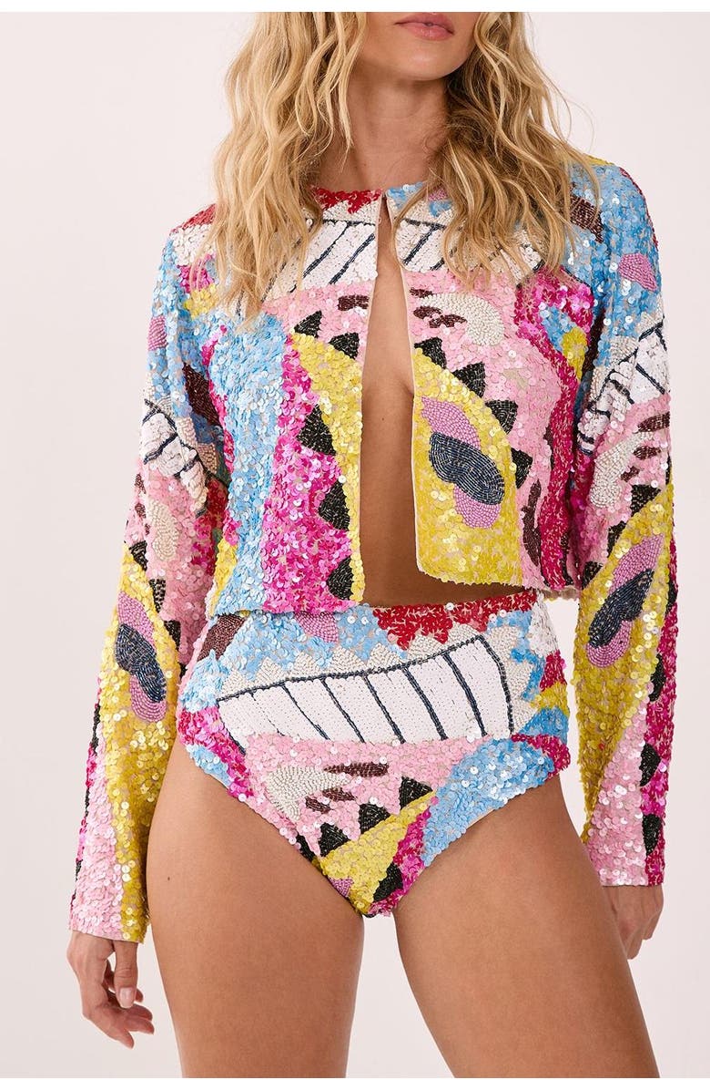 NASTY GAL Abstract Placement Embellished Jacket, Alternate, color, Multi