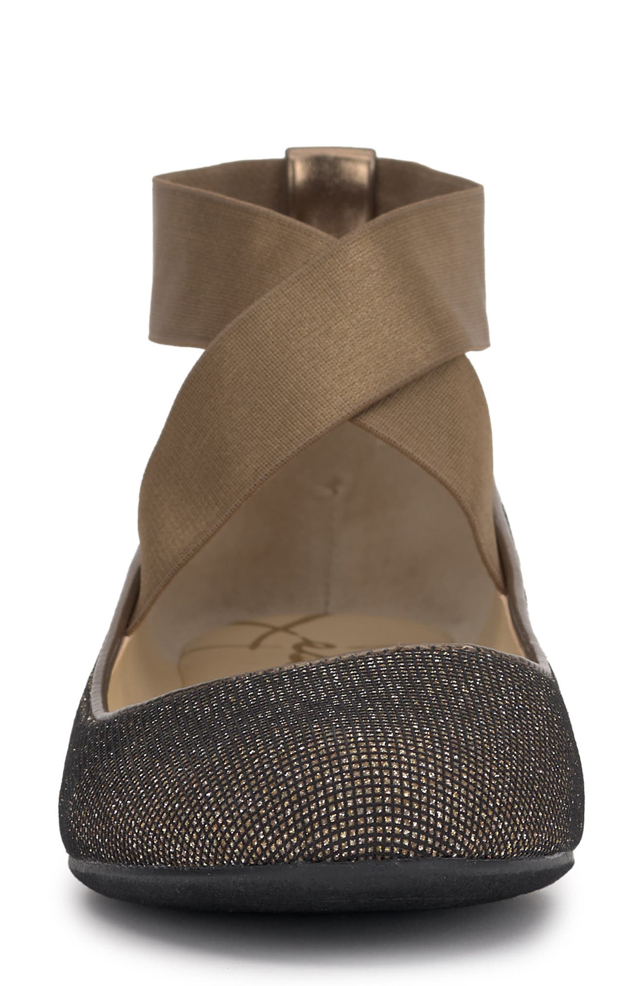 Manday Ankle Strap Ballet Flat, Alternate, color, BRONZE/BLACK
