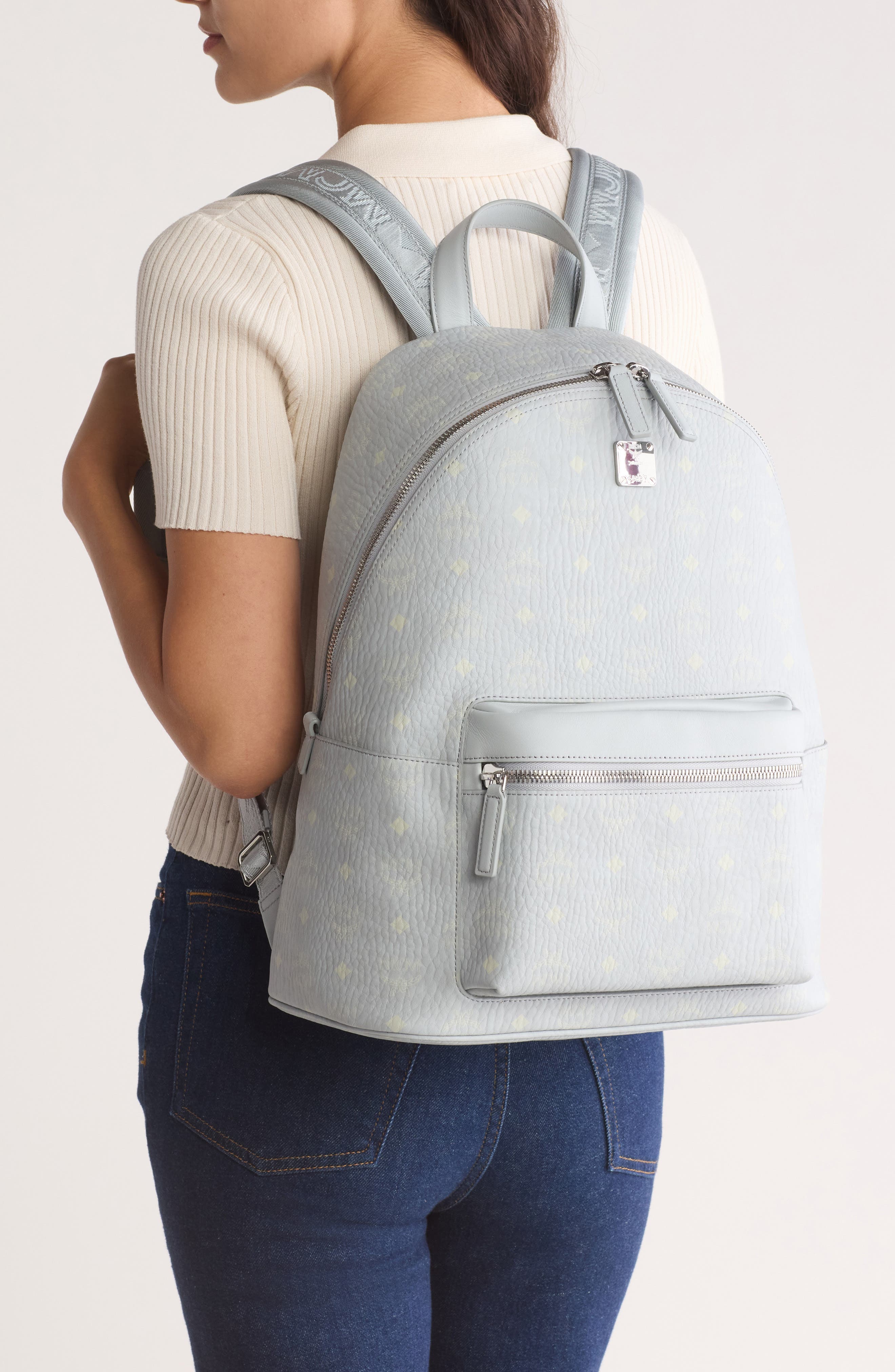 Medium Stark Visetos Coated Canvas Backpack, Alternate, color, MISTY GRAY VISETOS