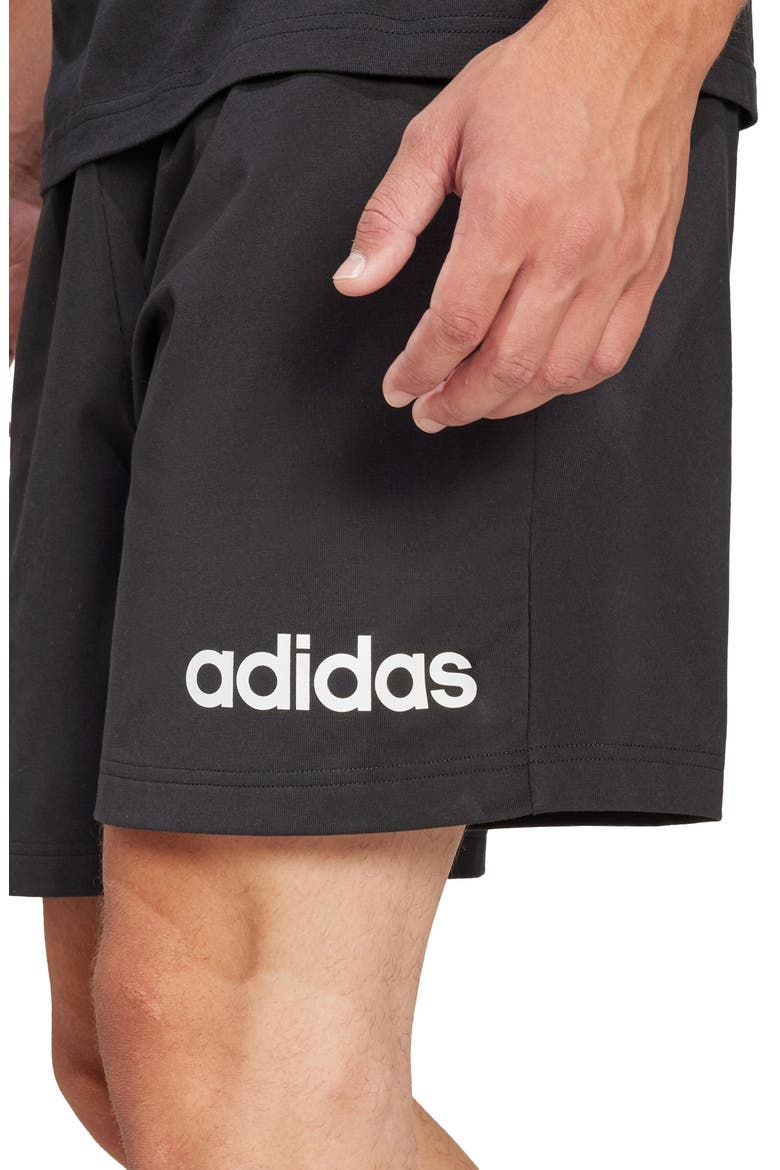 Essentials Linear Single Jersey Shorts, Alternate, color, BLACK/ WHITE