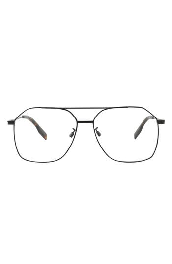 Alexander Mcqueen Mcqueen 57mm Aviator Optical Glasses In Black Black Transparent