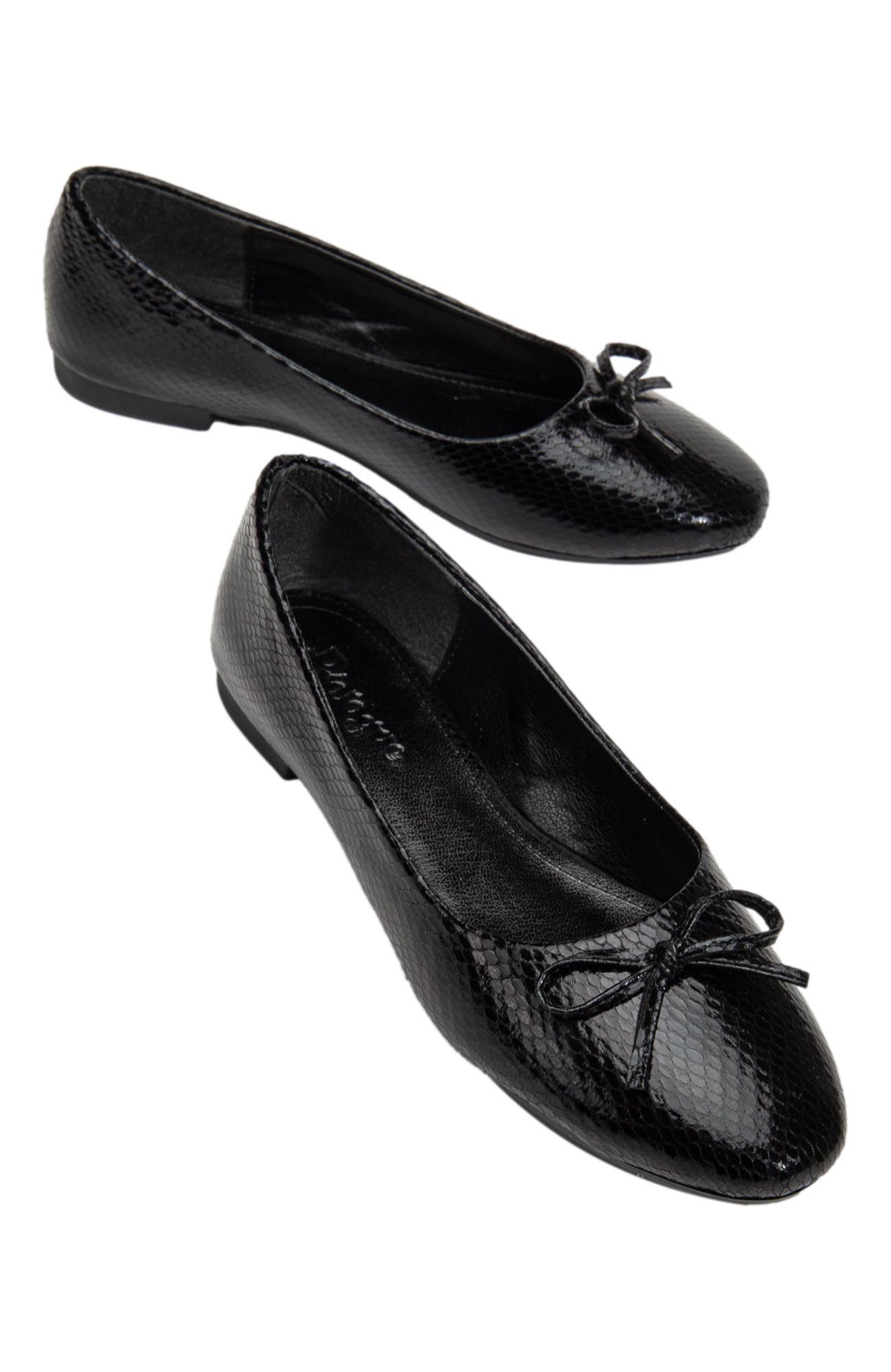 Prologue Shoes Amy Ballerina Flats, Main, color, Black Faux Leather