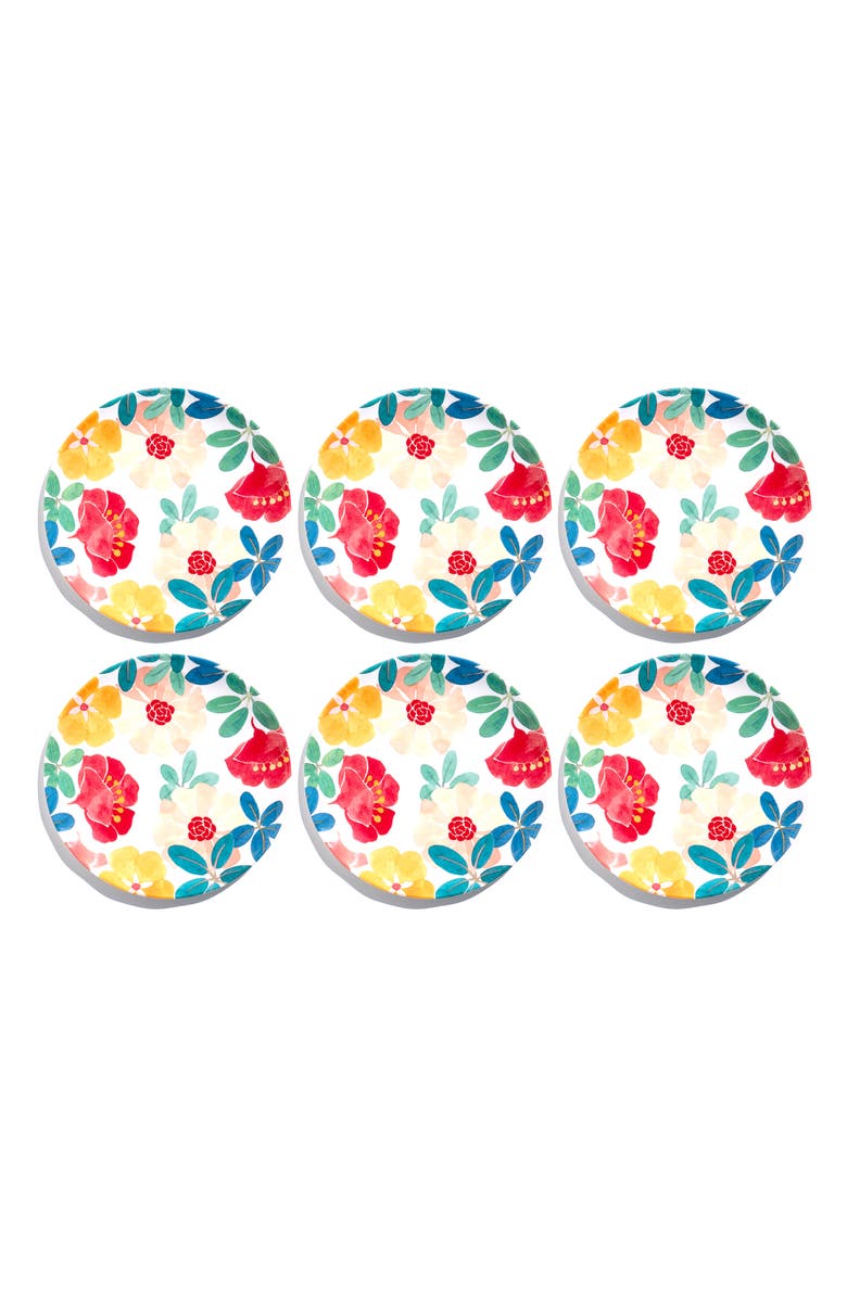 TarHong Audrey Floral Set of Six Melamine Plates, Main, color, 
