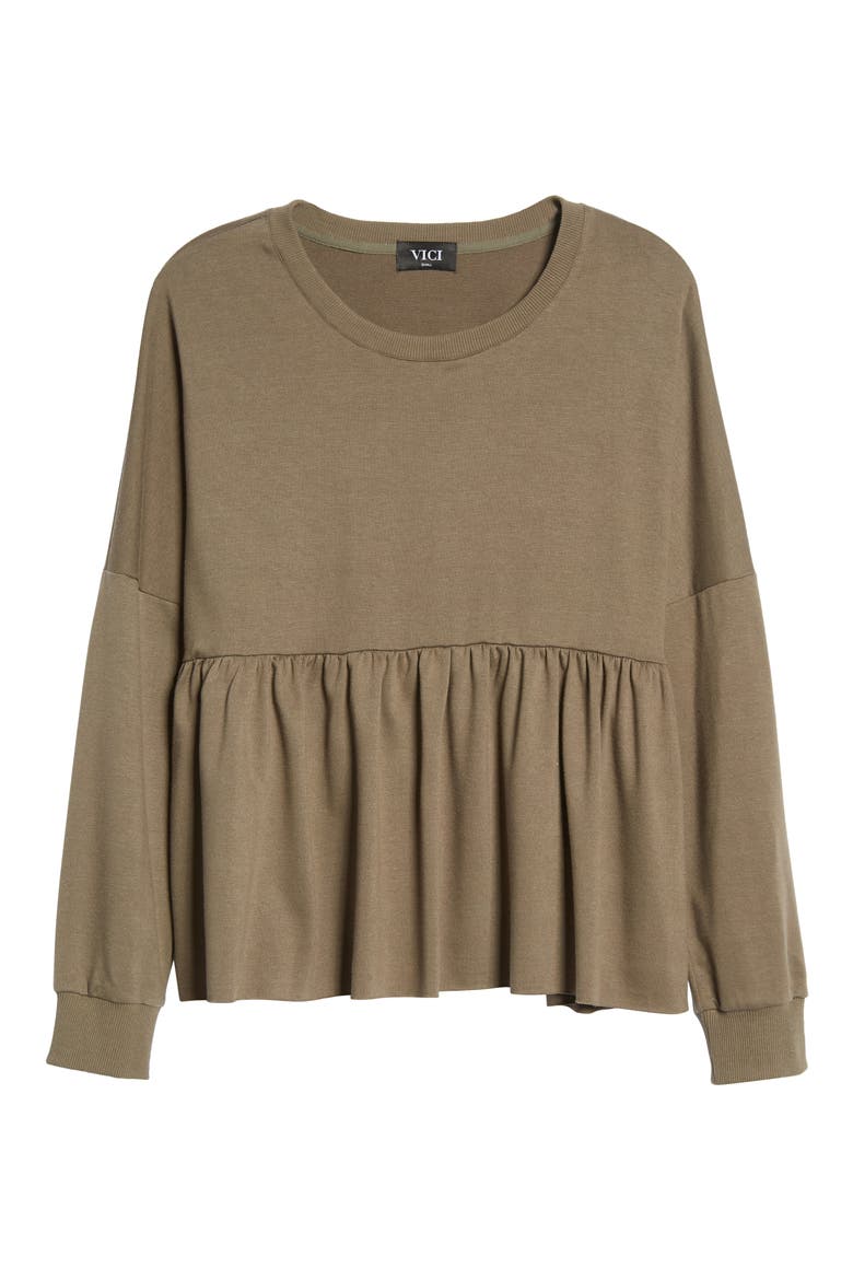 Babydoll Long Sleeve Knit Top, Alternate, color, VINTAGE OLIVE