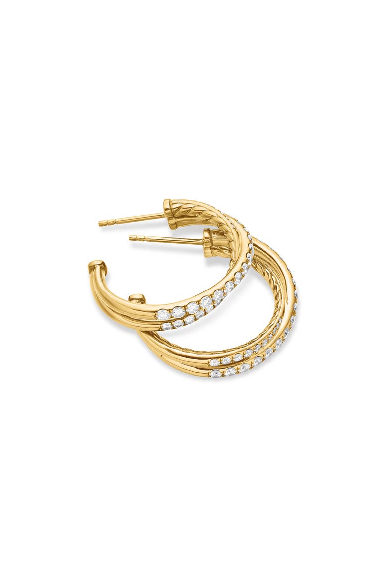 Pavé Diamond Crossover Hoop Earrings, Alternate, color, 18K YELLOW GOLD