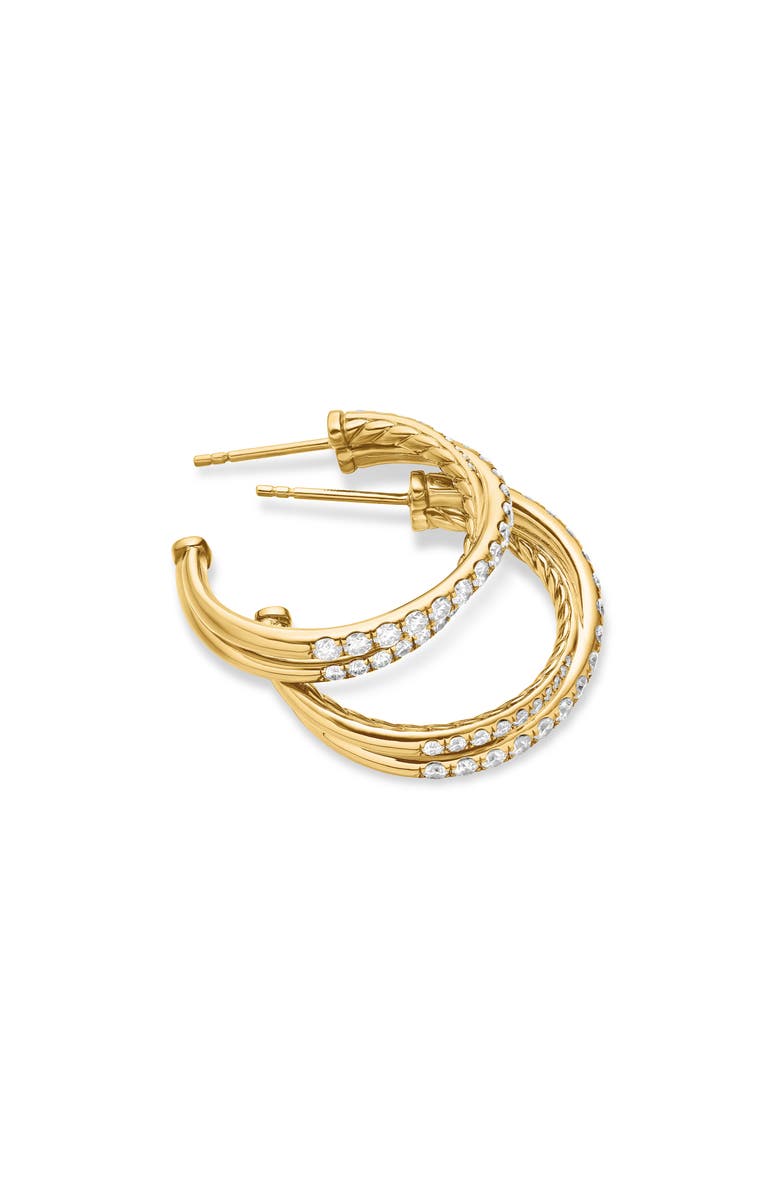 David Yurman Pavé Diamond Crossover Hoop Earrings, Alternate, color, 18K Yellow Gold