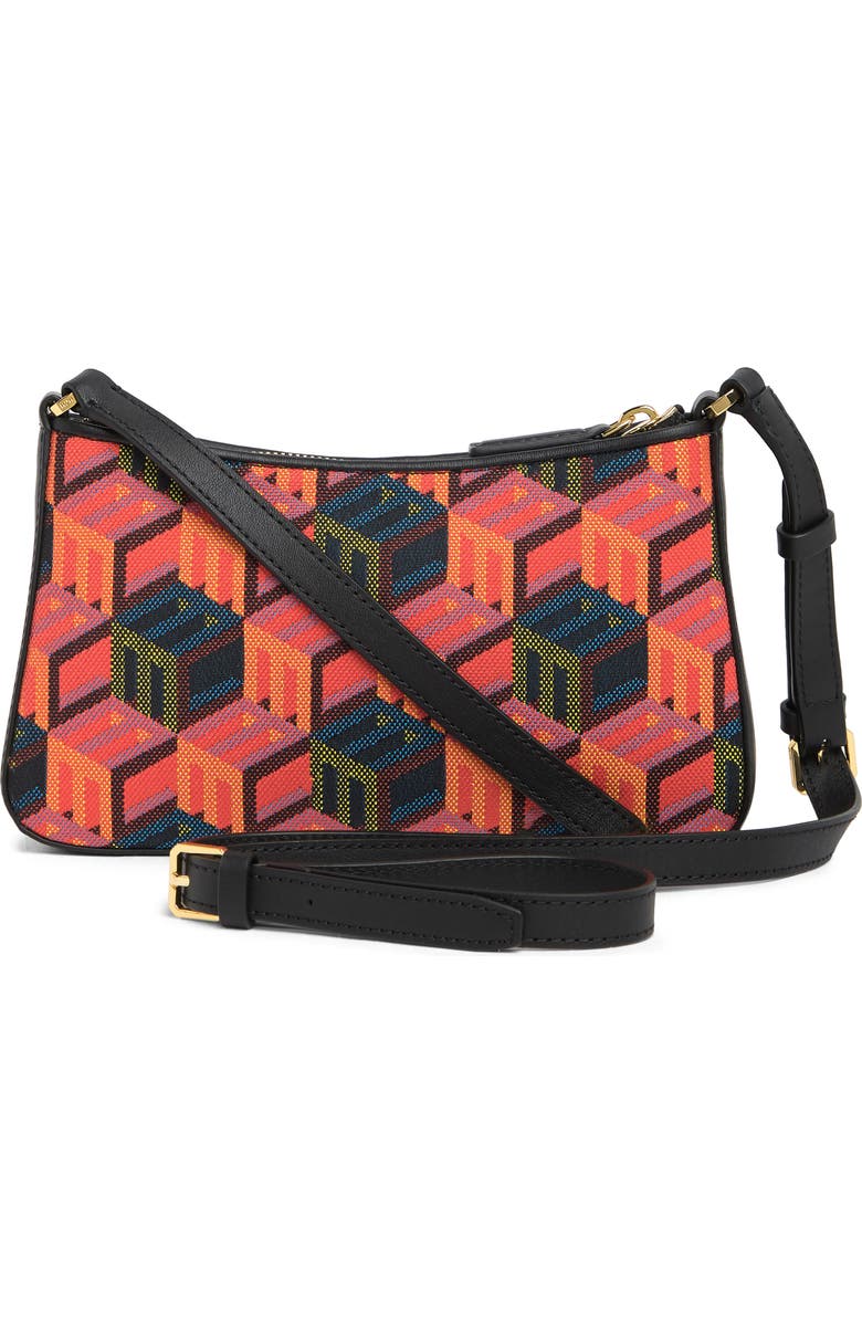 MCM Cubic Logo Jacquard Shoulder Mini Bag, Alternate, color,