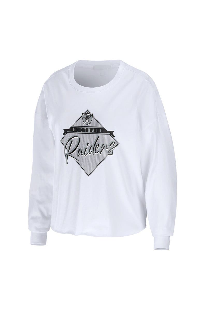 WEAR by Erin Andrews Women's WEAR by Erin Andrews White Las Vegas Raiders Domestic Cropped Long Sleeve T-Shirt, Alternate, color,