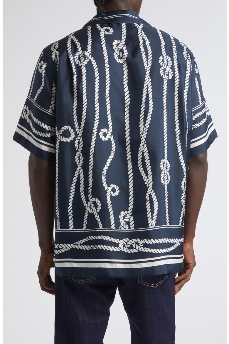 Marina Rope Print Washed Silk Twill Camp Shirt, Alternate, color, CORDE F.BLU NAVY