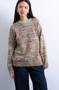 Topshop Twist Yarn Contrast Crewneck Sweater