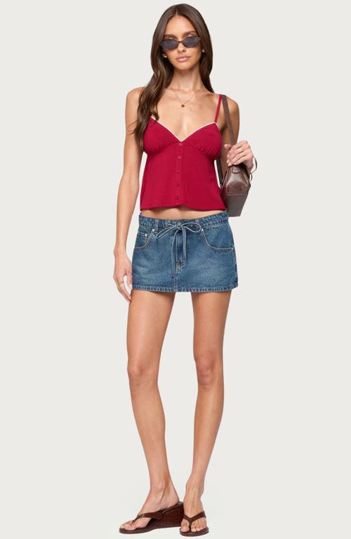 Edikted Kellyn Button Contrast Babydoll Top In Red