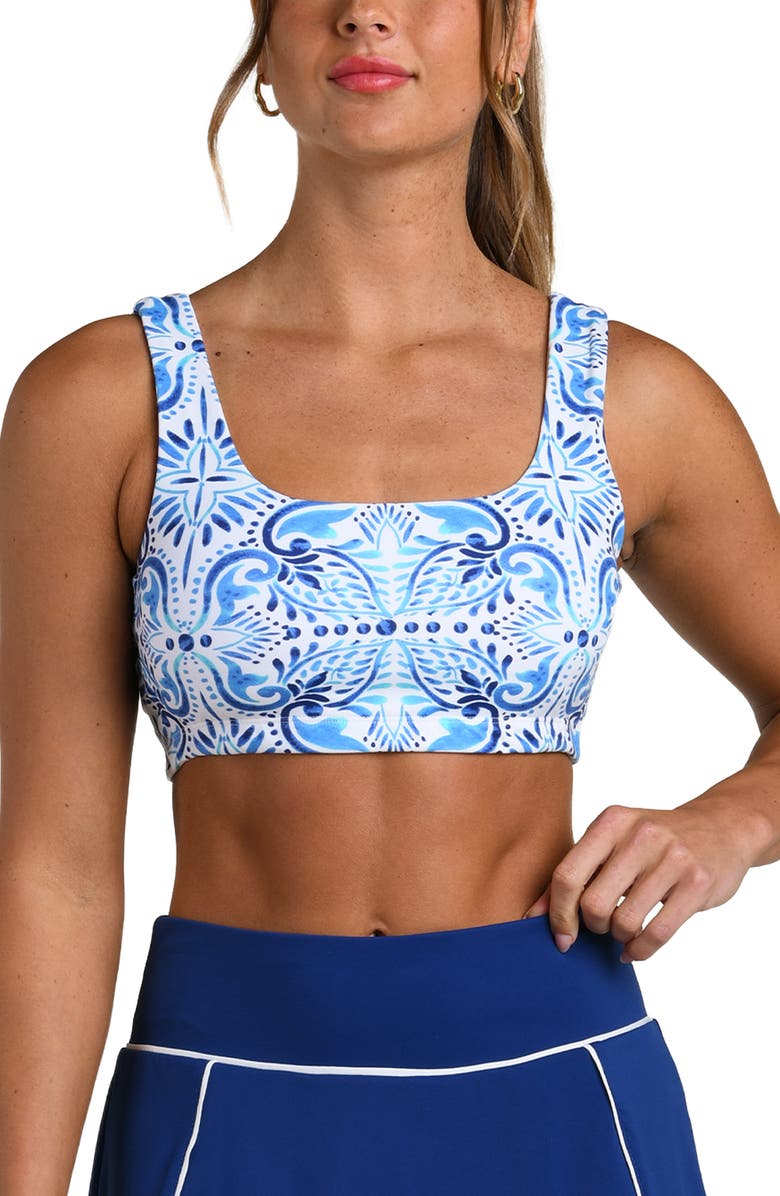 La Blanca Blue Tile Sports Bra, Main, color, Pacific Blue