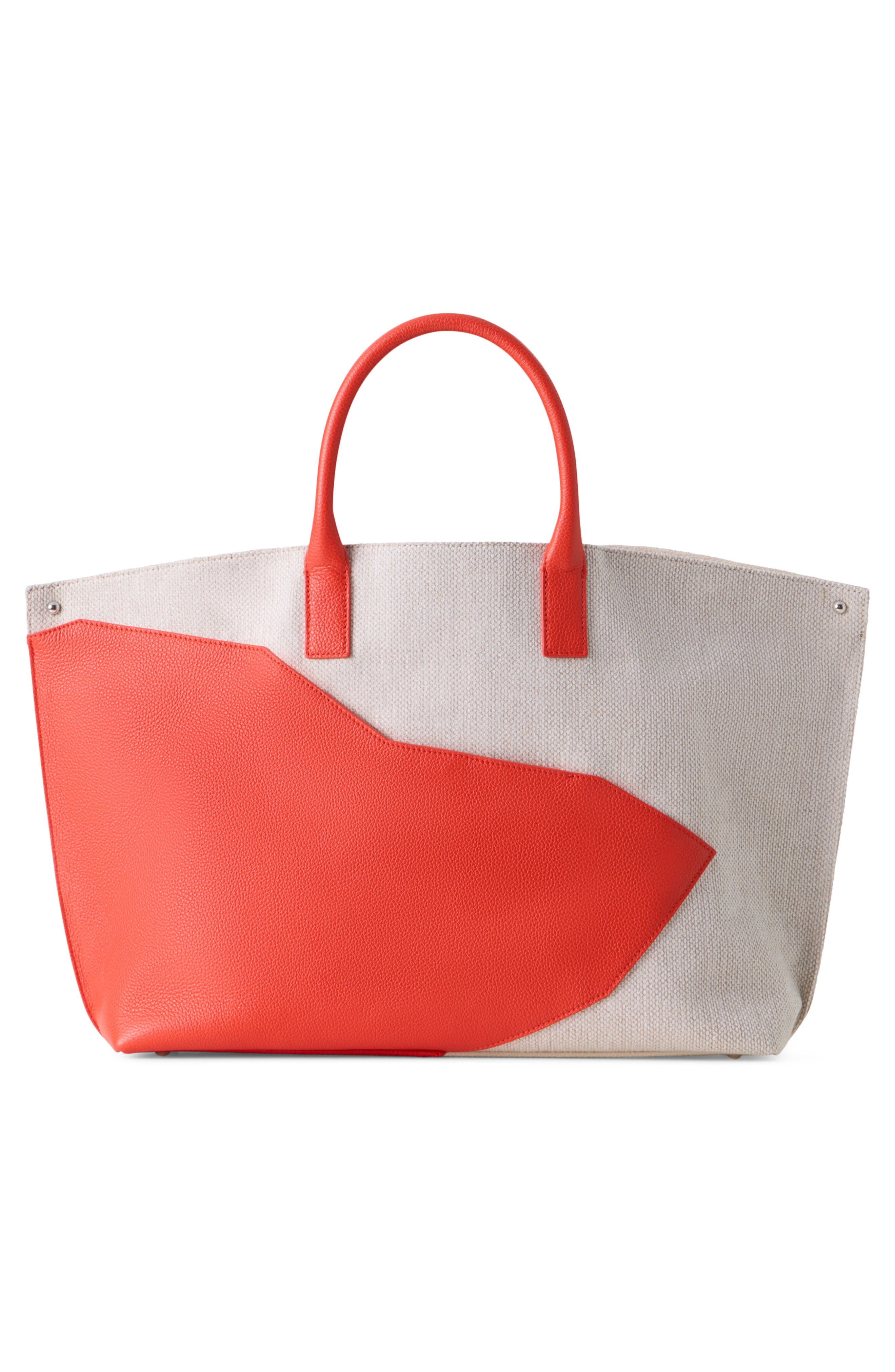 Akris Medium AI Canvas & Leather Convertible Shoulder Tote, Alternate, color, Orange/Ivory