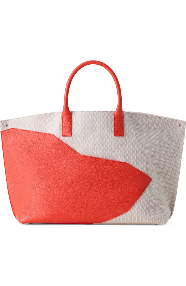 Akris Medium AI Canvas & Leather Convertible Shoulder Tote, Alternate, color, Orange/Ivory