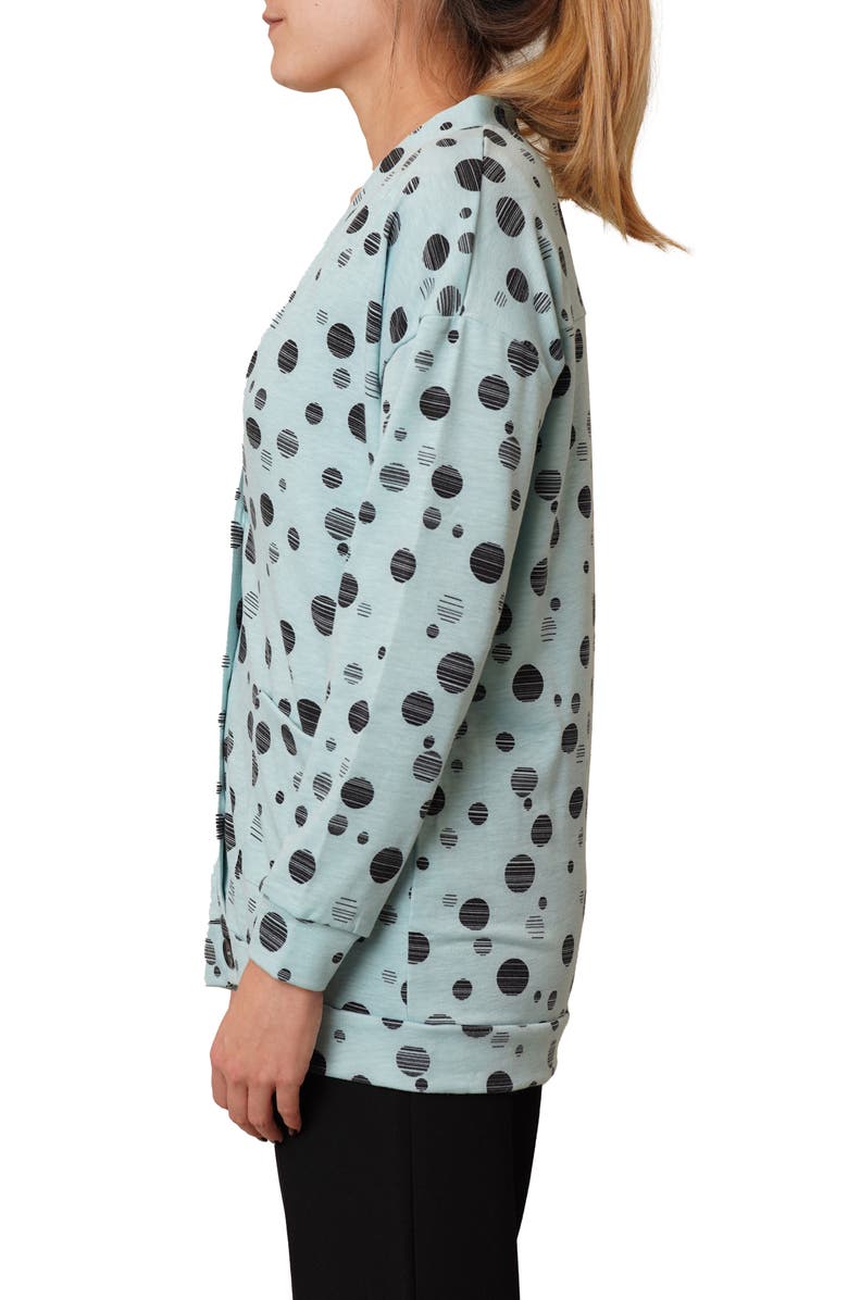 CYRUS Drop Shoulder Dot French Terry Sweater, Alternate, color, Pastel Blue/ Black