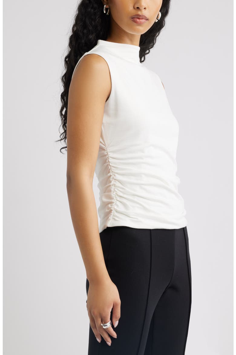Mock Neck Ruched Tank, Alternate, color, IVORY