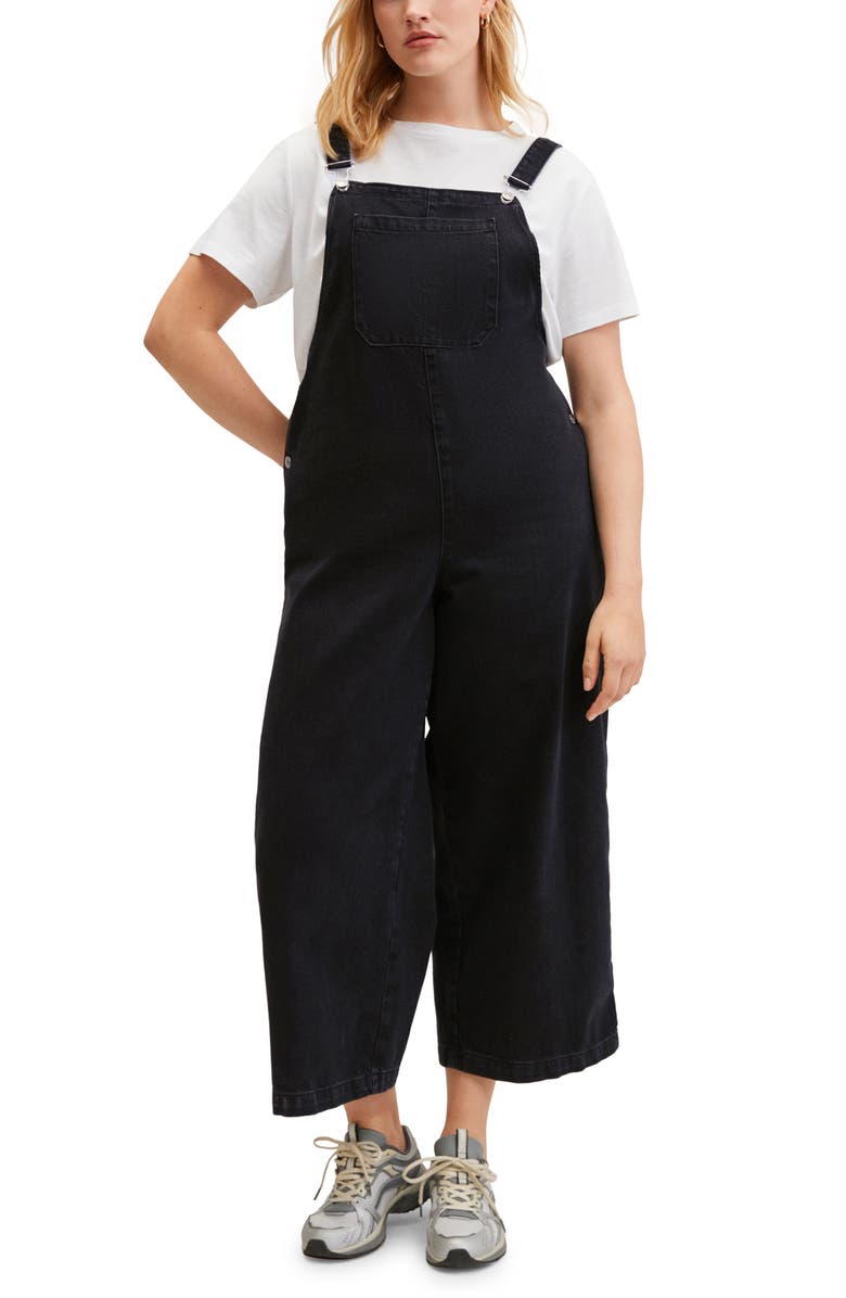 MANGO Denim Culotte Overalls, Alternate, color,