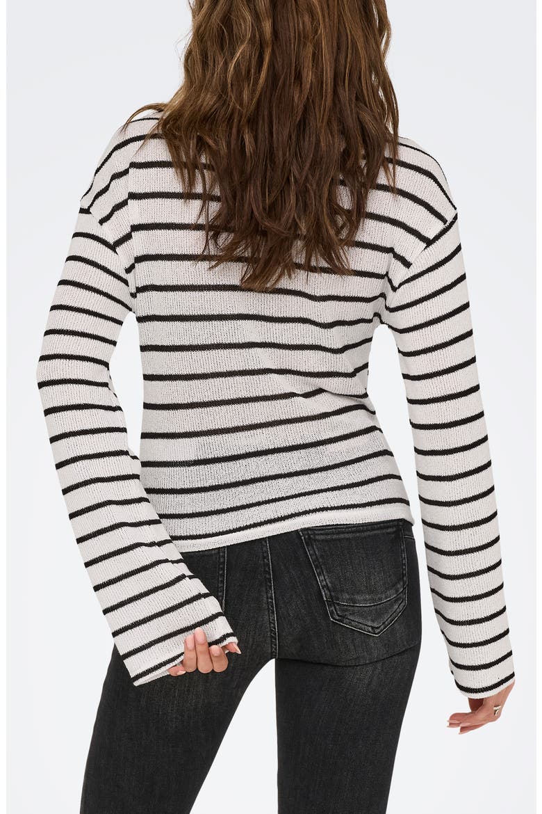 Spezia Life Boat Neck Top, Alternate, color, CLOUDDANCER/ BLACK STRIPES