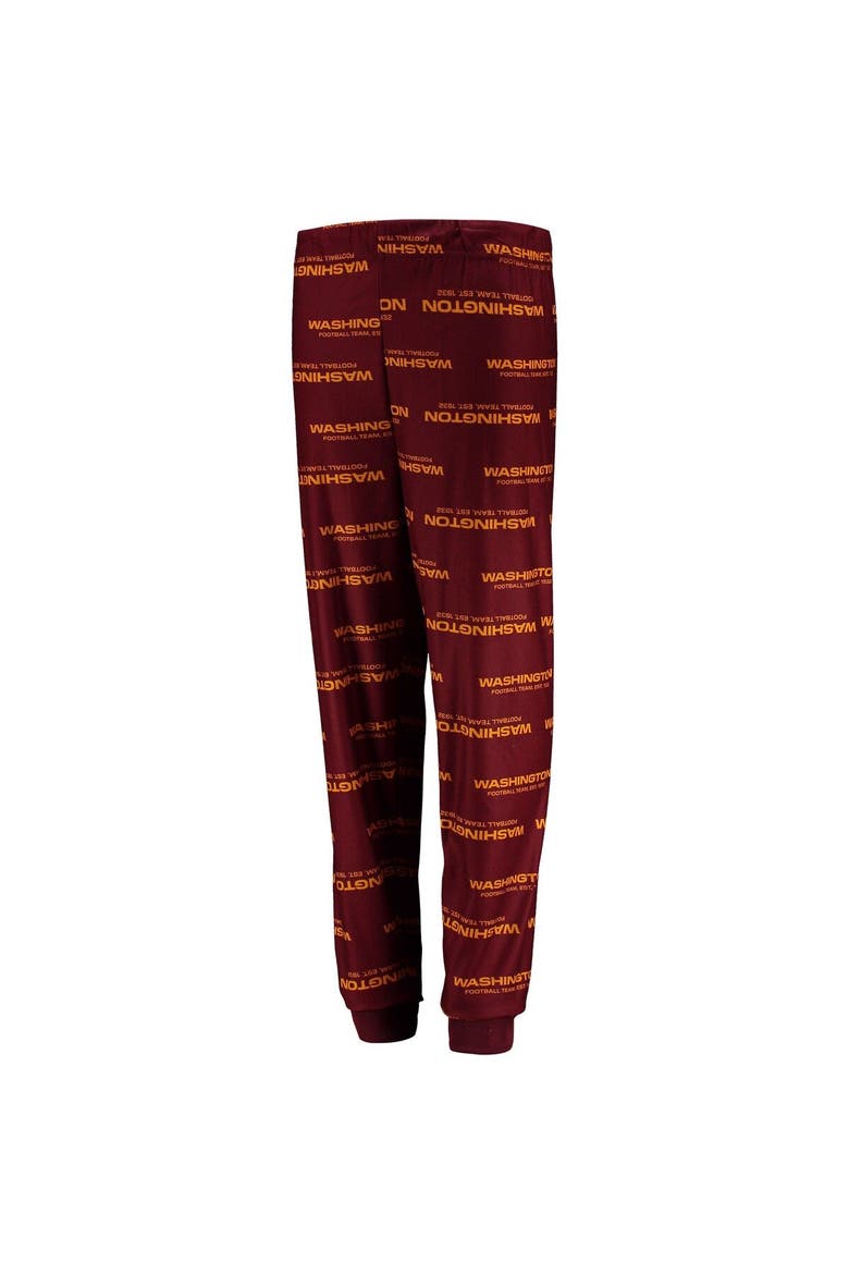 Youth Burgundy Washington Football Team Allover Print Long Sleeve T-Shirt & Pants Sleep Set, Alternate, color, Burgundy