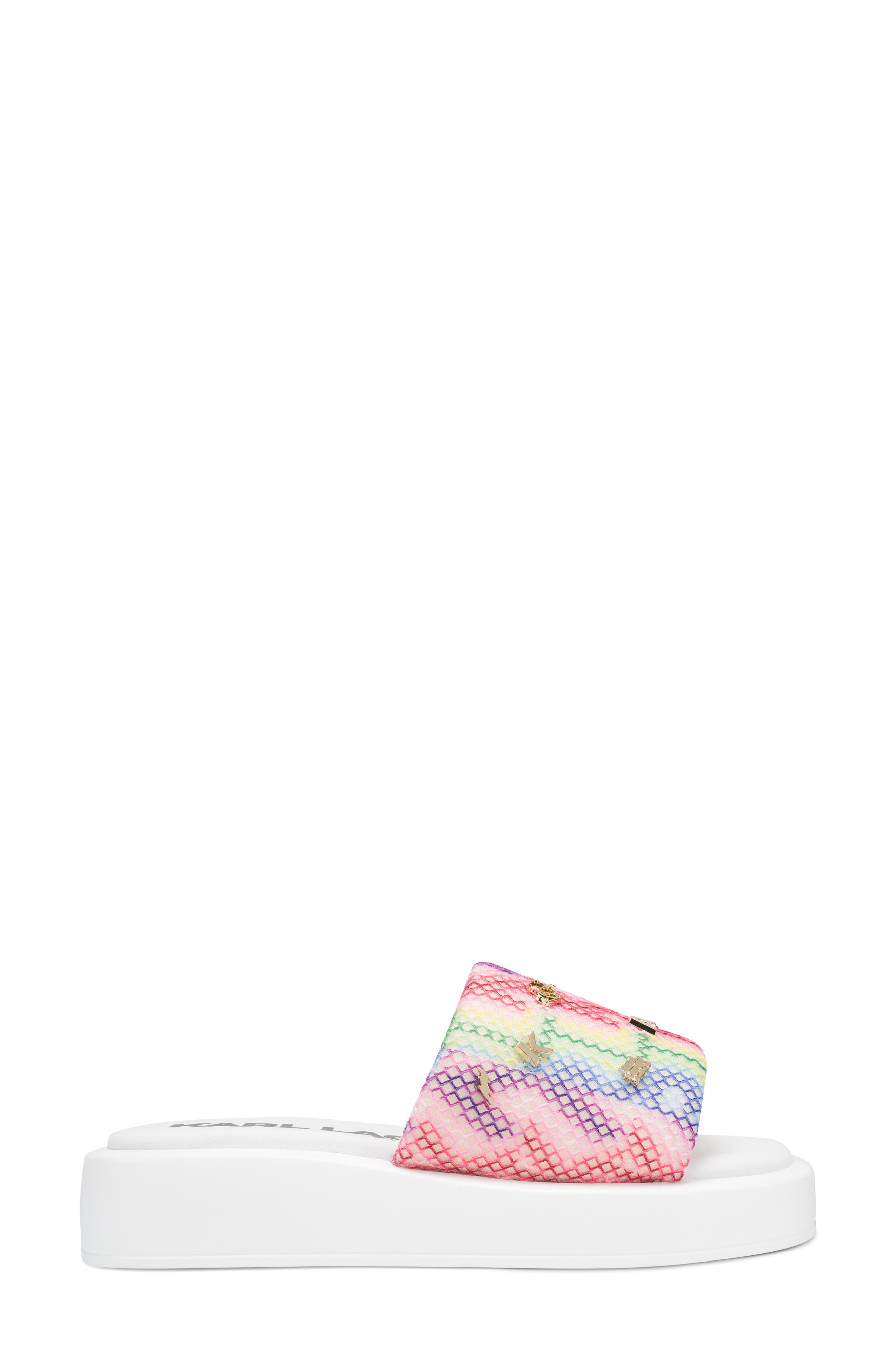 KARL LAGERFELD PARIS Opal Mesh Platform Slide Sandal, Alternate, color, Multi/ White