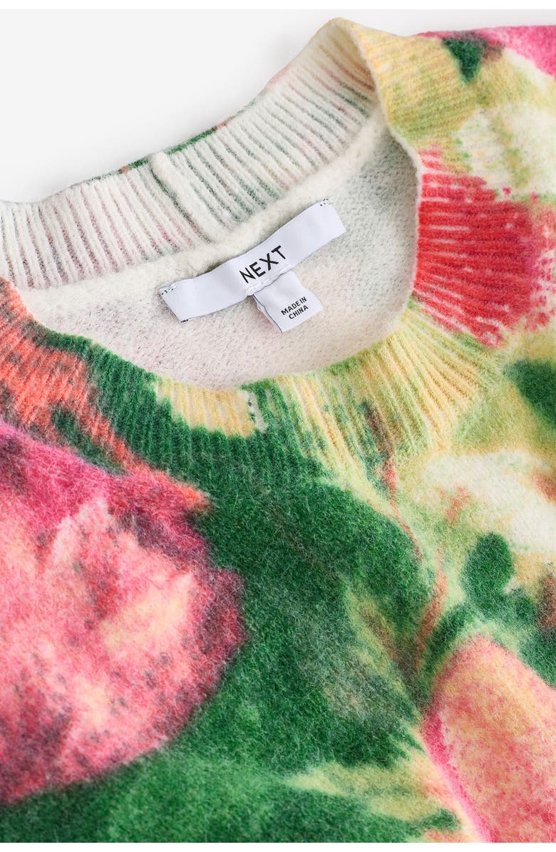 NEXT Floral Print Crewneck Sweater, Alternate, color, Pink