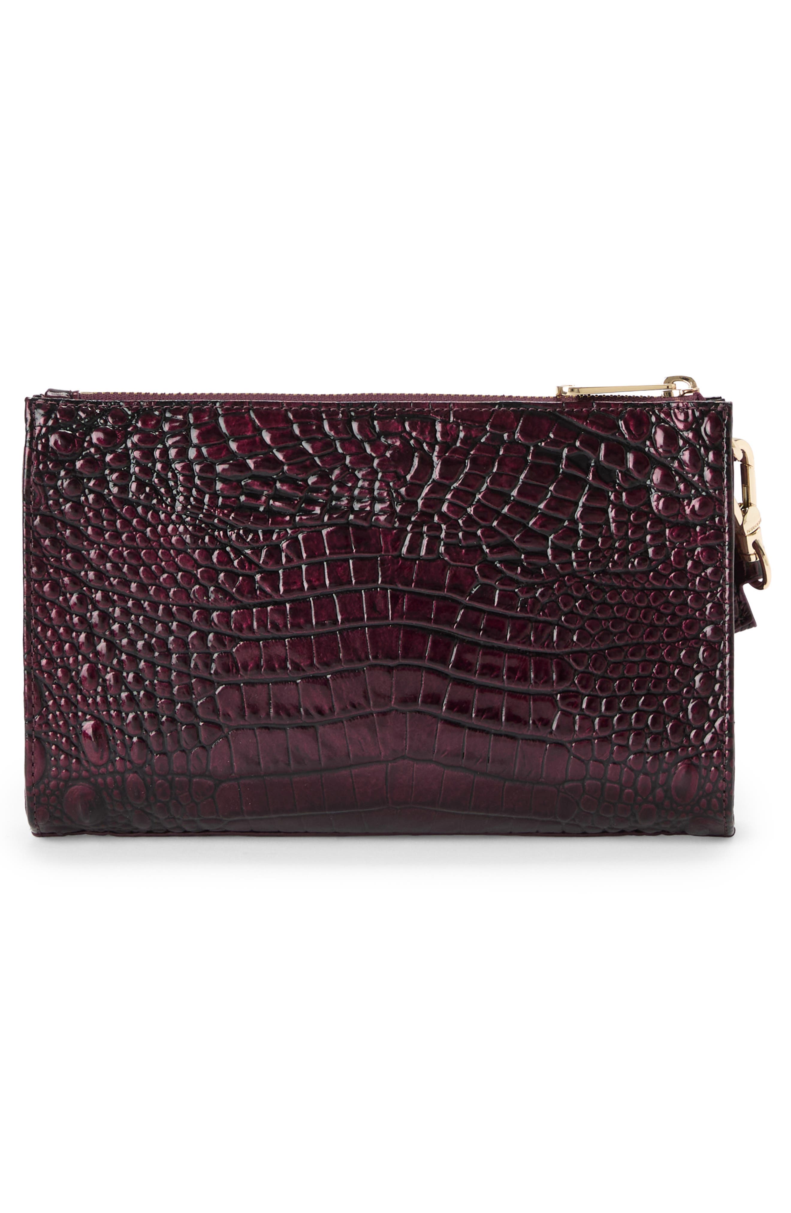 Adia Croc Embossed Leather Wristlet, Alternate, color, OXBLOOD
