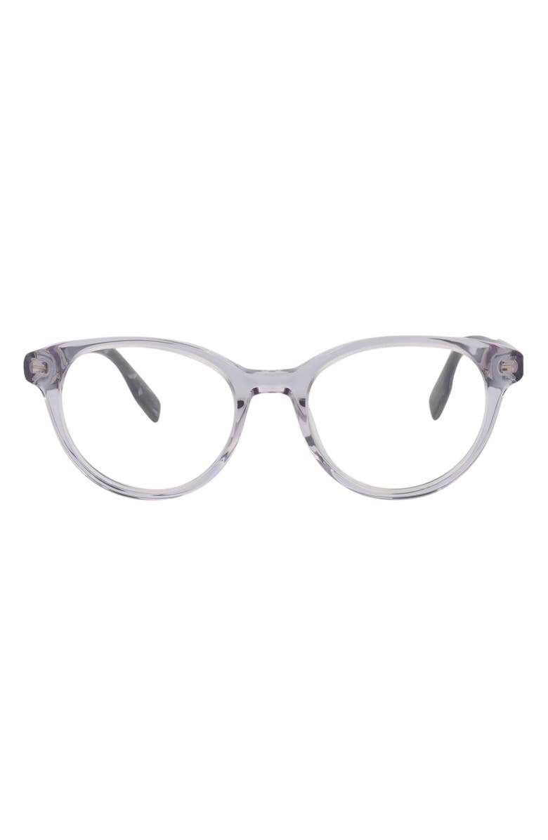 McQueen 47mm Oval Optical Glasses, Main, color, Grey Black Transparent