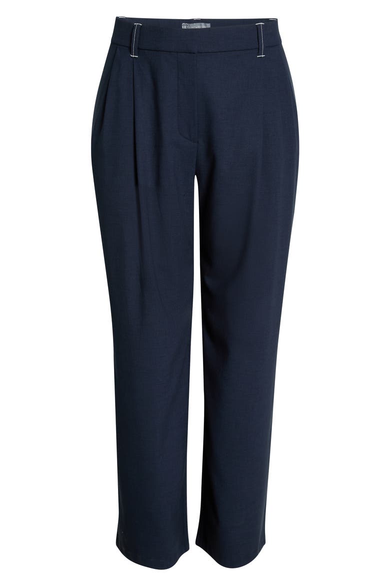 Ultra Skyrise Relaxed Straight Pleated Pants, Alternate, color, NAVY