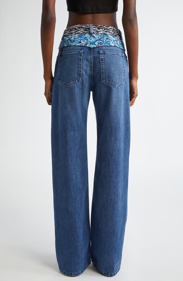 Missoni Knit Waistband Wide Leg Jeans, Alternate, color, 