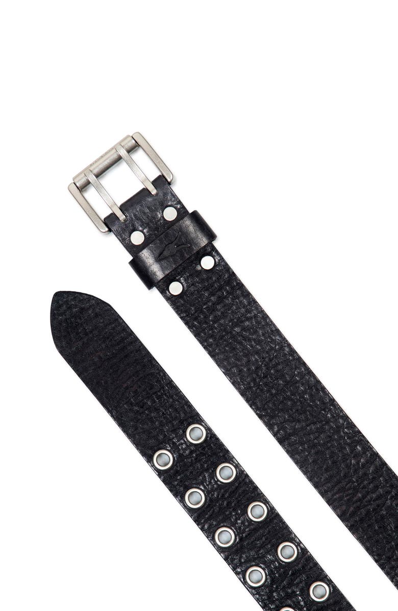 AllSaints Eyelet Distressed Leather Belt, Alternate, color, Black